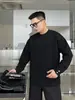 Camiseta Retro Americana Estilo Perezoso Color Sólido Hombro Caído Manga Larga para Hombres y Mujeres Capa Base Pareja Top Casual