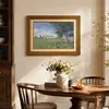 Moldura Dourada Retrô Campo de Pessegueiros em Flor de Van Gogh Céu Estrelado Estilo Pintura a Óleo Sala de Estar Entrada Pintura de Parede Emoldurada Pintura Decorativa Personalizado