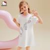 Vestido T-shirt de Verão Colorido Contrastante para Meninas 2025 Novo Roupa Infantil Média e Grande Vestido Tesouro Estampado de Desenho Hello Kitty Feminino
