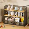 Prateleira de armazenamento de mesa, multifuncional para uso doméstico, com compartimentos em níveis para lanches, garrafas de água e outros itens; organizador de bancada de cozinha e porta-exibição; suporte de copo