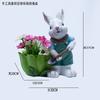 Estátua de coelho de simulação ao ar livre vaso de flores de animal fofo decoração de paisagem artesanato de resina decorações de gramado de jardim