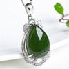 Colgante Yihua Clásico Elegante Flor Hoja Calcedonia con Colgante Jaspe Colgante Jade Forma de Gota Collar Colgante Elegante