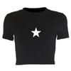 Verão novo pescoço redondo pullover manga curta carta impressão umbigo europeu e americano top t-shirt feminina