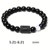 Amazon WISH Explosiones Calientes Pulsera Elástica de Doce Constelaciones Piedra Ojo de Tigre Ágata Pulsera de Cuentas de Color Mixto Tarjeta