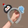 Faixa de cabeça fofa com orelhas de panda para lavar o rosto, faixa de cabeça de pelúcia de desenho animado com coroa alta para mulheres, faixa para maquiagem e lavar o cabelo, acessório de cabelo