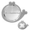 Nuevo Vajilla Desmontable para Bebés y Niños Pequeños con Ventosa, Plato para Comer Anticaídas, Plato de Cena Infantil Dividido de Silicona de Acero Inoxidable 304