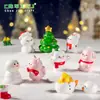 Decoraciones navideñas en miniatura con adorables cachorros y cerditos jugando en la nieve, accesorios para manualidades, mini figuras de escritorio