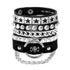 Set de 3 Piezas de Cadena de Personalidad Gótica Estilo Punk Nuevo Más Vendido Transfronterizo Pulseras de Cuero con Remaches de Estrella de Cinco Puntas