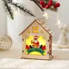 Luces de cadena LED de casa de madera transfronterizas, ambiente navideño de casa de madera, muñeco de nieve, Papá Noel, decoraciones navideñas