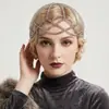 Gorro de Pelo Estilo Julieta Multicolor Retro Europeo y Americano con Cadena de Malla de Cristal Hecha a Mano, Tocado Hueco con Perlas para Vestido de Novia
