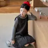 Conjunto de Dos Piezas para Niñas Estilo Coreano Otoño e Invierno 2025 Nueva Moda Chaleco Engrosado con Adorno Plateado Vestido para Niñas Mayores