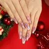 Uñas Portátiles de Navidad Copo de Nieve Amor Brillo Manicura Uñas Postizas Cortas Almendra Mariposa Uñas Largas Europeas y Americanas Venta al por Mayor