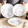 Cuencos y Platos de Arroz de Cerámica para Uso Doméstico, Color Bajo Esmalte de Alta Gama, Nuevo Estilo Chino Vajilla de Porcelana de Hueso para Fideos, Platos de Pescado, Juego de Vajilla