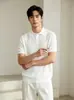 Camisa Polo de Color Sólido con Cuello Henley acanalado para Hombre Verano Nuevo Personalidad Madura Suéter Ajustado Casual Top Camiseta Mujer