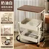 Carrito Plegable Pequeño de Almacenamiento Estante de Piso Mesa de Noche de Dormitorio Almacenamiento Estante de Almacenamiento de Snacks Mesa de Café Sala de Estar Mesa Lateral