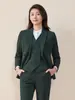 Terno Verde Escuro Feminino Terno Formal Outono e Inverno Terno de Negócios Profissional Roupa de Trabalho para Deslocamento Gerente de Vendas Roupa de Trabalho