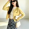 Cardigã Cinza Feminino Fino Novo Estilo Jaqueta de Tricô Camada Externa Curta Top Outono Inicial Estilo Coreano Versátil
