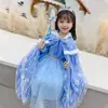 Capa Nueva de Hielo y Nieve Capa Ropa Exterior Chal Elsa Princesa Otoño e Invierno Niños Cordones Cálido Niños Medianos y Grandes
