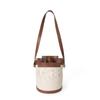 Bolsa Balde Transfronteiriça de PU Moda Lona Costurada Bolsa Balde Mais Fácil para Combinar Bolsa de Cordão de Couro Rpet Fábrica Personalizada