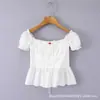 2026 Novo Top Curto Branco de Renda Patchwork Laço Estilo Francês de Nicho Slim Fit