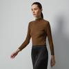 Veludo Alemão Cashmere Outono Inverno Feminino Listrado Vertical Forrado com Fleece Quente Manga Longa Amigo da Pele Roupa Interna e Externa Gola Semi-Alta Camisa Base