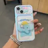 Case fofo de elefante com suporte, adequado para Apple 17 Pro Max, alto valor estético para meninas, 16/15 janela grande transparente