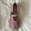 Zapatos Planos Vintage de Piel de Vaca de Primera Capa para Mujer, Mocasines Mary Jane Ballet Planos de Piel Genuina con Correa Única de Gamuza en Stock