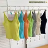 Camisola Clásica de Color Sólido con Cuello en U a la Moda, Cómoda y Transpirable, No Necesita Sujetador, Copas Fijas, Corte Ajustado, Top sin Mangas Halter Favorecedor para Mujer