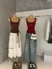 Wgwe8344 Ropa de Mujer Shisanxing de Guangzhou Primavera/Verano Nuevo Top Corto de Tirantes Cuadrados con Lunares Tendencia