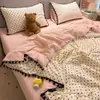 Juego de cuatro piezas de algodón puro INS modelo nuevo 2026 funda de edredón de gasa de doble capa 100% algodón, sábana, juego de ropa de cama de tres piezas para dormitorio de estudiante