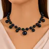 Colar de pérolas brancas para mulheres, estilo vintage francês, luxo leve, sensação de alta qualidade, corrente curta para clavícula, gargantilha elegante, acessório de presente de aniversário
