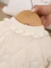 Colección de invierno: Mameluco color crema, temática de gato, forro de felpa, acolchado de algodón, ropa exterior, ropa de bebé, ropa engrosada, traje para gatear, mameluco para bebé