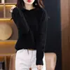 Sudadera con capucha de punto de lana 100% de 7 puntos para primavera, suéter de punto grueso holgado, top para mujer estilo coreano