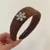 Diadema de Fieltro con Copo de Nieve Ancho para Mujer con Lazo de Pedrería, Diadema Linda y Juvenil, Accesorio para el Cabello de Invierno