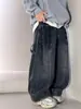 Pantalones para niño primavera y otoño 2026 estilo nuevo, jeans de pierna ancha de primavera para niños medianos y grandes, pantalones deportivos rectos holgados para niños