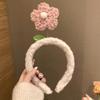 Bonita diadema para el pelo para lavarse la cara, diadema de dibujos animados para mujer (2024), banda de pelo de felpa, cueva para el pelo.