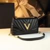 2026 Nuevo Bolso de Hombro Versátil para Mujer, Piel Genuina, Cadena Acolchada Estilo Chanel, Bolso Cruzado de Hombro Moderno y Elegante
