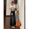 Jeans de Campana Retro Americanos Azul Oscuro para Mujer, Otoño e Invierno, Forrados de Polar, Engrosados, Elásticos, de Pierna Recta No Elásticos, de Campana