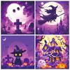 12 peças de papel de material de Halloween sonho roxo castelo de bruxa conta manual DIY base para clip book colagem material de papel