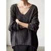 Moda Outono e Inverno Design Cor Contrastante Costura Decote V Cardigã de Tricô Feminino Chique Falso Duas Peças Elegante Tricô Malha Top