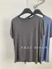 Camiseta de Manga Corta Regular para Mujer, Fibra de Cúpro, Fresca y Cómoda, Color Sólido, Delgado, Alta Elasticidad, Caída Suave, Camiseta Base de Verano 2025