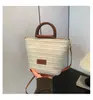 Bolso de Paja Tejida de Gran Capacidad de Moda para Mujer 2026 Nueva Moda Bolso de Hombro Versátil Bolso Cubo Tejido Popular