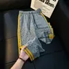 Calça de Moletom Estampada com Estrelas por Toda Parte Estilo Retro Americano Masculina Outono Design Retro Americano Calças Esportivas Retas Casuais