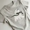 Camiseta de Manga Corta con Bordado de Lunares Estilo Retro Americano y Estampado de Perro para Mujer, Top Corto de Verano de Alta Gama Ajustado