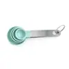 Juego de tazas medidoras y cucharas medidoras de plástico y acero inoxidable al por mayor, juego de 8 piezas, taza medidora con mango de acero inoxidable, cuchara medidora, cuchara medidora para hornear