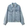 Chaqueta Corta de Mezclilla Holgada Estilo Europeo y Americano para Mujer Otoño 2026, Top de Mezclilla Azul de Moda Ins, Chaqueta Exterior Casual