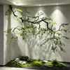 Árbol de Arce Colgante Lateral Verde Artificial Árbol de Arce Japonés Colgante de Pared Árbol Invertido Pino de Bienvenida Pasillo Seco Ramas Paisajismo Escenario