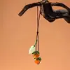 Todo va bien con la cadena para teléfono móvil de persimón de vidrio, cordón, estilo chino retro, hoja de persimón, se convierte en un colgante para llaves, colgante, joyería