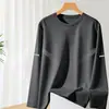 [Destacado] Camiseta Fina de Manga Larga de Otoño para Hombre, Elástica, de Secado Rápido, Corte Holgado, Trendy Casual Cuello Redondo Camiseta Básica