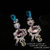 Victoria Powder Gem Snowflake Broche Designer Banhado a Ouro 18K Morgan Powder Zircon Vine Flower Brincos